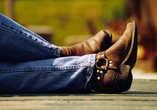 Guy wearing boots