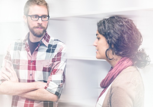 Girl and guy talking