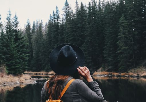 Girl Looking Out with Hat