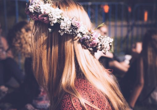 Girl Wearing Floral Wreath
