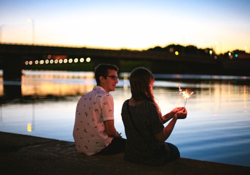 Guy and girl sitting