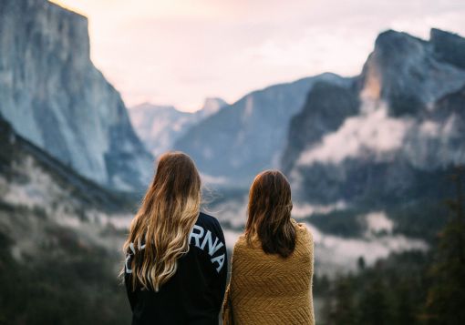 girls looking out