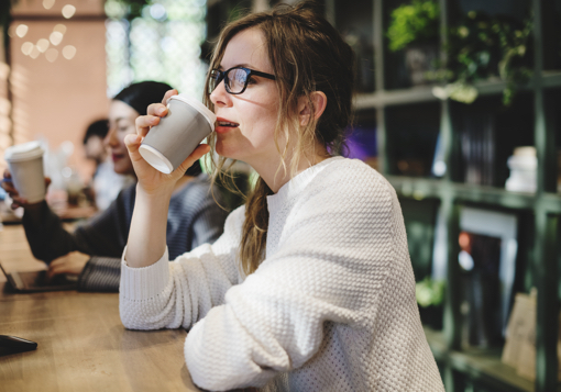 girl drinking coffee