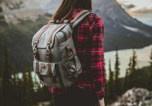 girl and backpack
