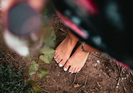 girl with shoes off